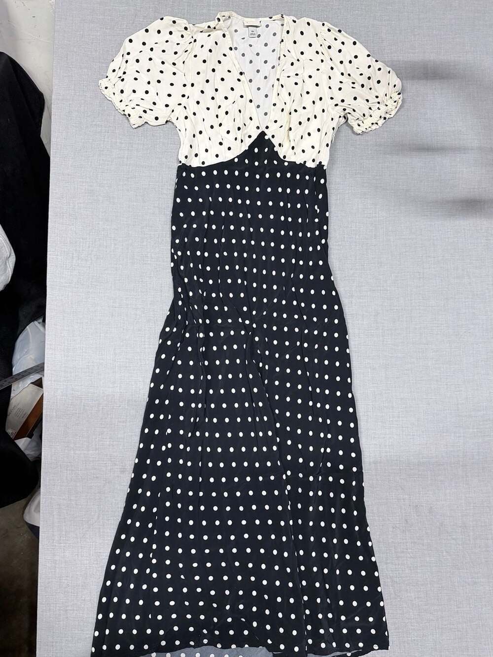 A New Day Polka Dot Contrast V-Neck Maxi Dress, Size XS - Picture 3 of 6